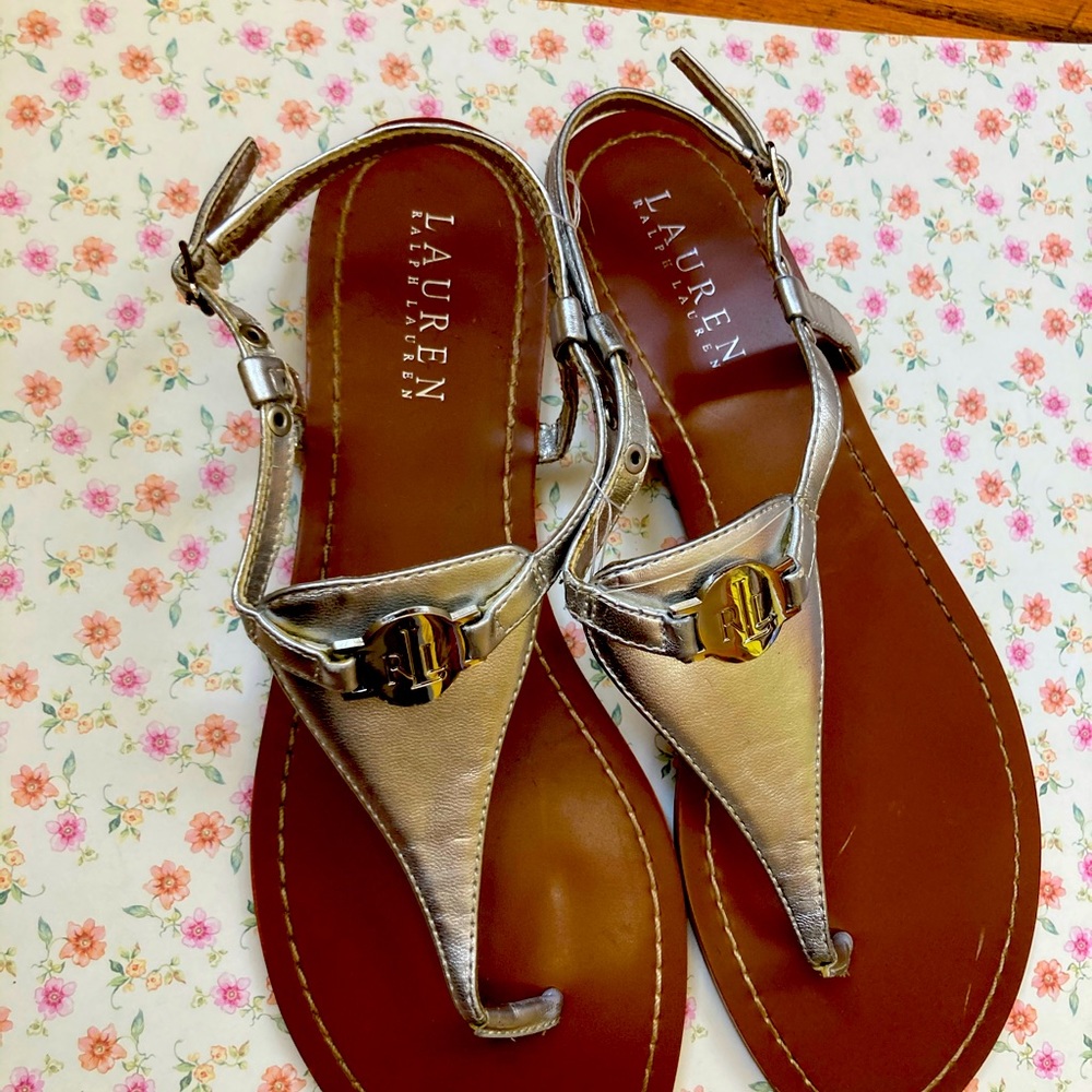 Silver toe sandals by Ralph Lauren size 9.5